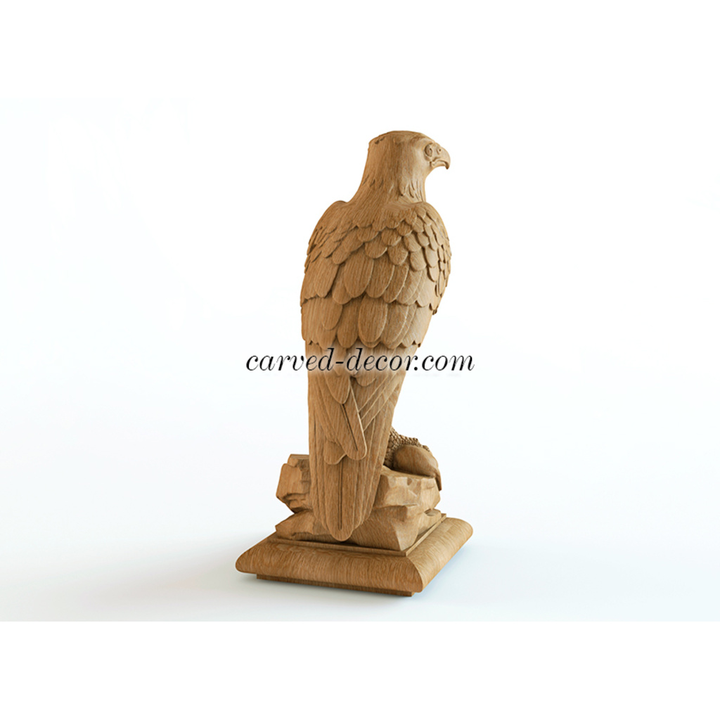 decorative element. Wooden stairs Baluster unique carved eagle statue 