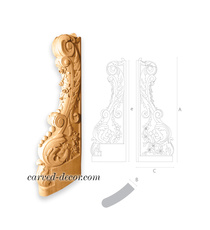 Ornate Antique style wooden staircase post, Left