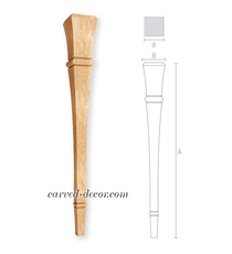 Unfinished Classical style furniture leg from solid wood