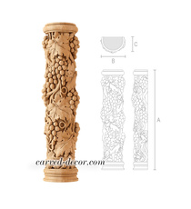 Unfinished wooden half round fluted column