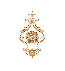 large horizontal carved flower wood carving applique baroque style