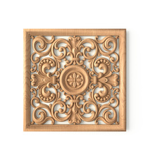 medium square architectural flower wood carving applique baroque style