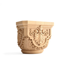 Fluted column tops half-round with acanthus scrolls gothic style