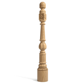 Luxury large round wood stair newel post baroque period with artichoke finial
