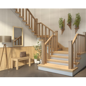 Square solid wood newel post for scandinavian minimalist interior design