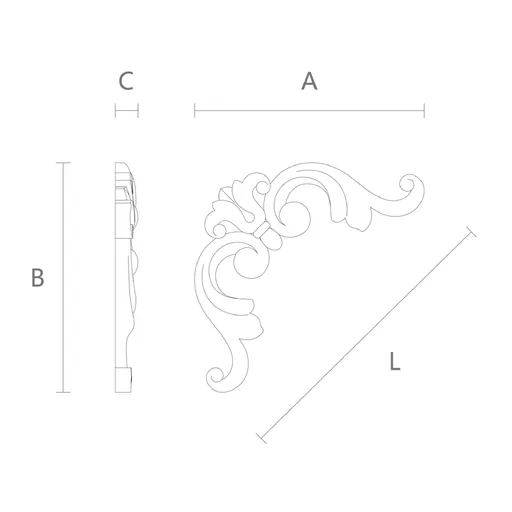Small Symmetrical Oak Corner Applique