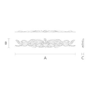 large horizontal artistic flower wood carving applique gothic style