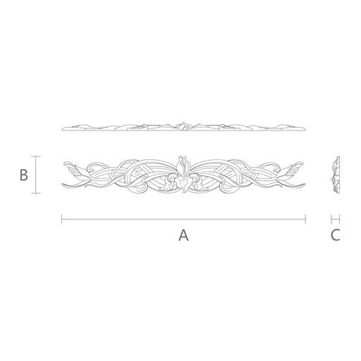 large horizontal artistic flower wood carving applique gothic style