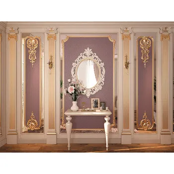 Decorative French Wood Panel with Carved Onlays and Classical Moldings