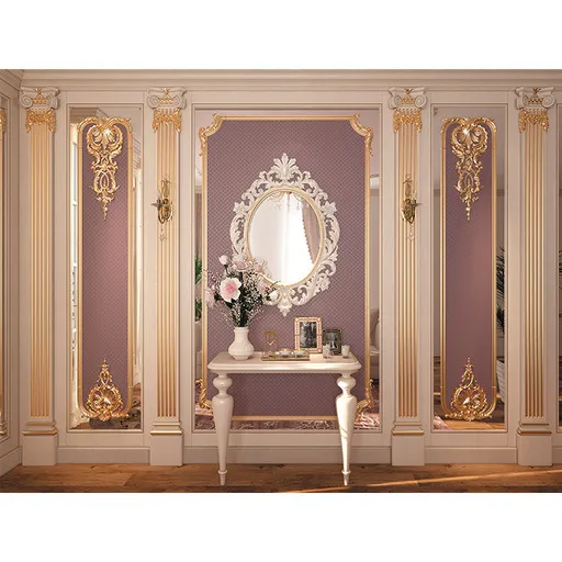 Fluted pilaster decorative set for wall solid wood - 1