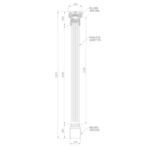 Fluted pilaster decorative set for wall - 2