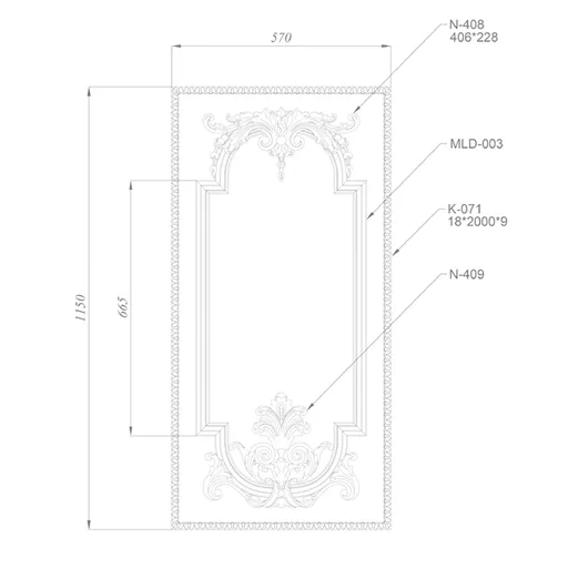 C-003-4 French wall panel moulding double - 2
