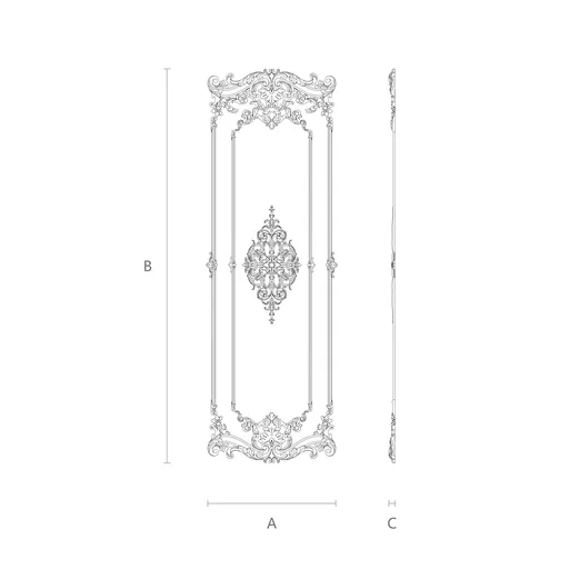 paneling with scrolls. palmettes and floral elements - 2