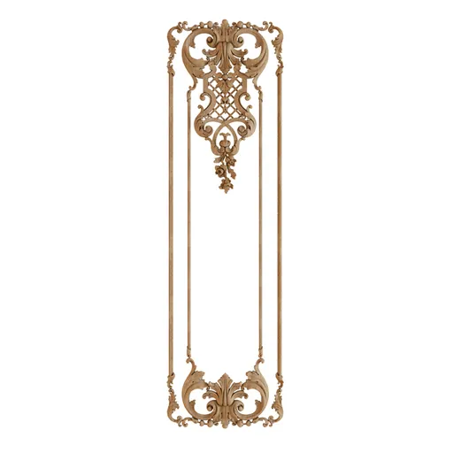 Oak carved panel with elements of floral design - 1