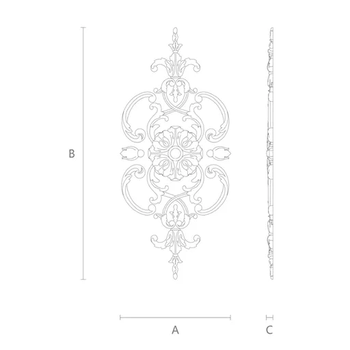 large vertical ornate flower wood onlay