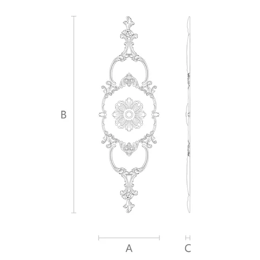 C-021 Openwork set of overlays with floral ornament from oak