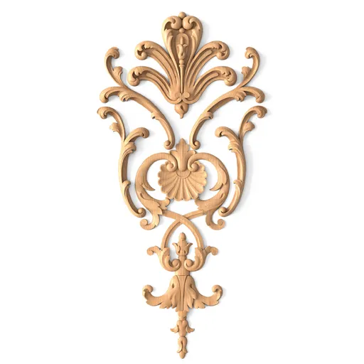 C-027 medium vertical carved scroll wood applique