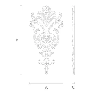 C-027 Vertical carved scroll wood onlay applique baroque style