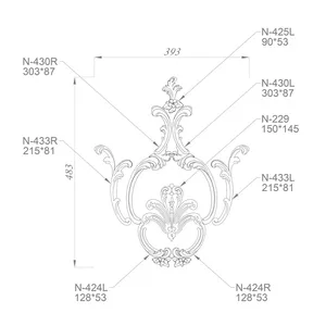 Millwork wood appliques set with lotus palmette
