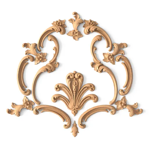 C-036 Unfinished oak onlays set with additional flower elements