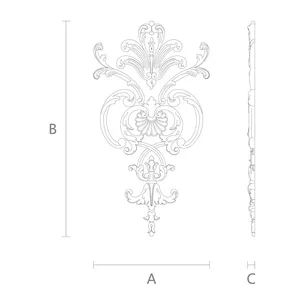 Beech carved overlays set with palmettes