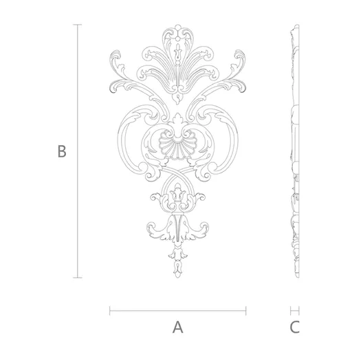 Beech carved overlays set with palmettes