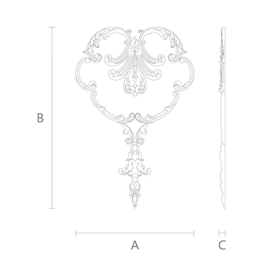 set with framed palmette in acanthus branches