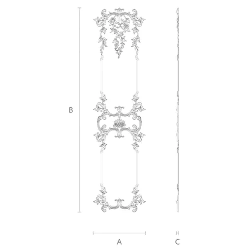 C-048 Decorative french wall panel with roses from beech