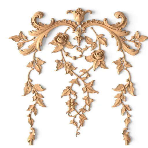 C-048 Decorative french wall panel with roses solid wood