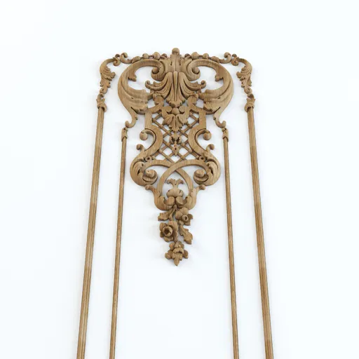 Oak carved panel with elements of floral design - 3