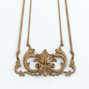 Beech carved panel with elements of floral design - 2