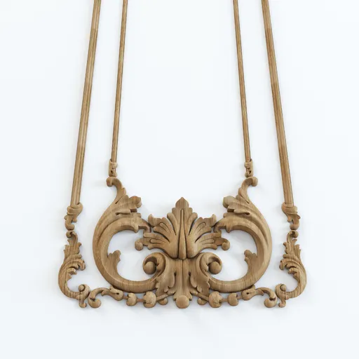 Beech carved panel with elements of floral design - 2