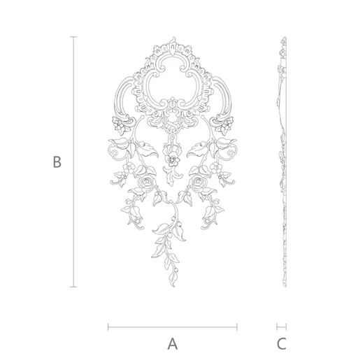 Wood onlay with roses and cartouche regency