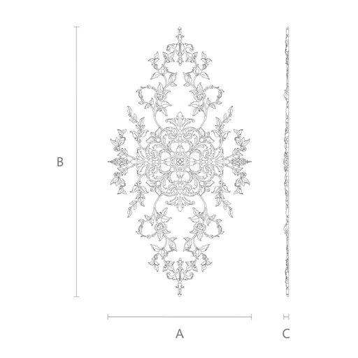 Oak medallion openwork for walls with roses