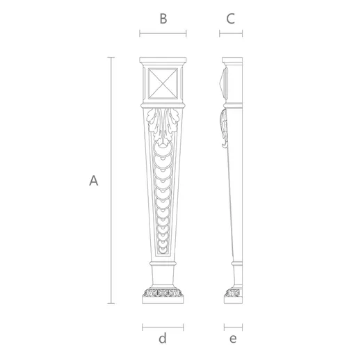 Wood pilasters with acanthus leave 