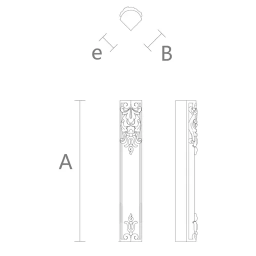 Antique beech corner column Floral 