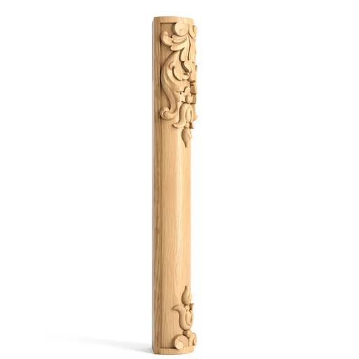 ornate wooden column with openwork floral ornamentation