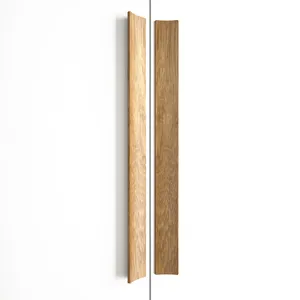 Flat curved oak cabinet handles