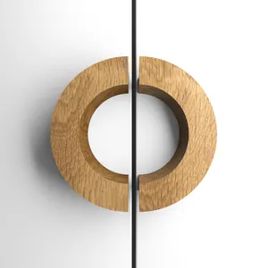 C shape half semicirle pull handle luxury style oak