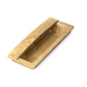 Recessed cabinet pull handle rectangular oak