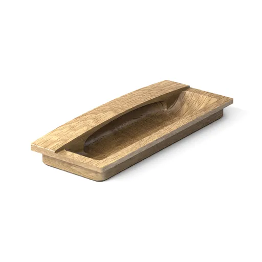 Recessed cabinet pull handle rectangular solid wood - 1