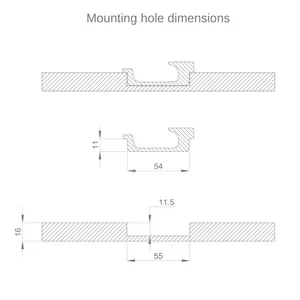 Recessed cabinet pull handle rectangular beech -1