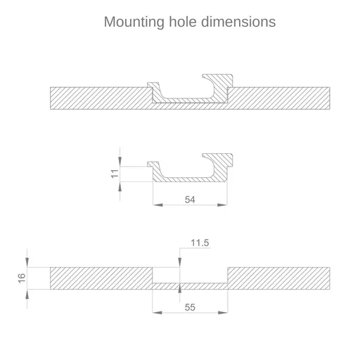 Recessed cabinet pull handle rectangular beech -1