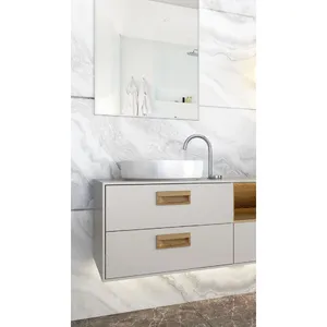Recessed cabinet pull handle rectangular solid wood