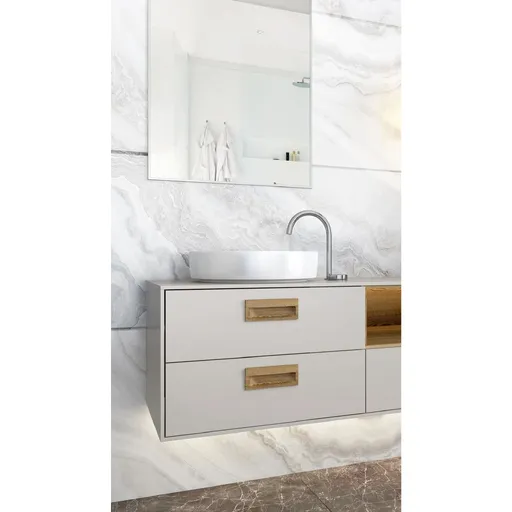 Recessed cabinet pull handle rectangular solid wood