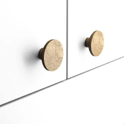HL-039 Flat round cabinet knobs solid oak - 3
