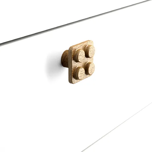 Rectangular kids constructor block handle for furniture from beech