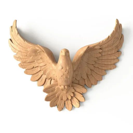 IKN-004 Carved flying dove sculpture for interior from beech