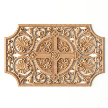 Decorative onlay with a cross, Hardwood church decor 