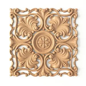 Large square applique with floral patterns from beech